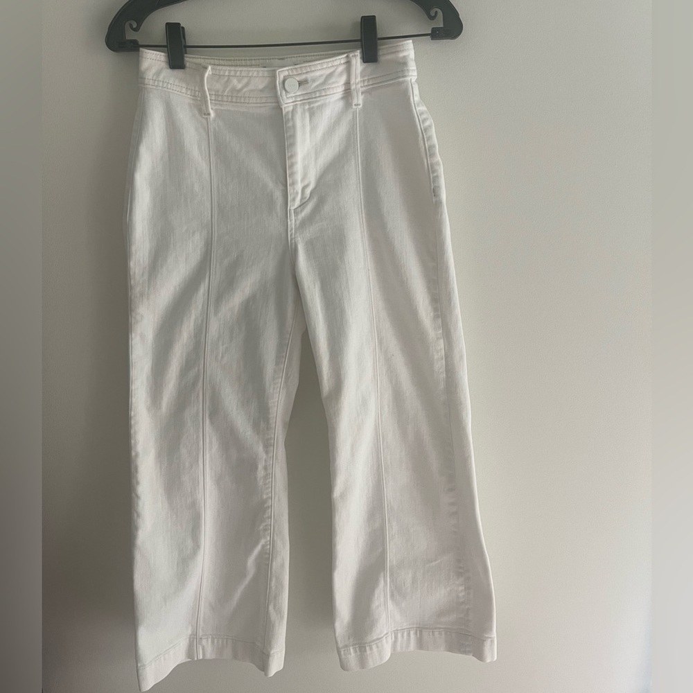 Paige wide leg denim pants in cropped ankle